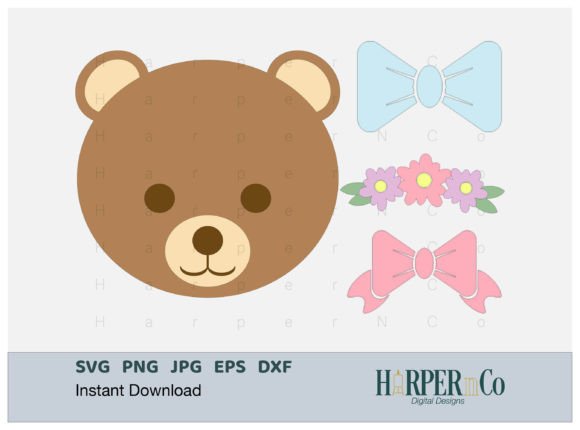 Download Brown Bear, Flower, Bow, Teddy, PNG, DXF - Brown Collection