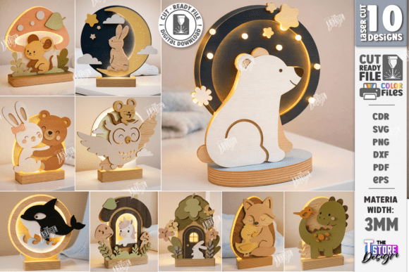 Download 3D Kids Night Light Laser Cut Bundle - Premium Resources