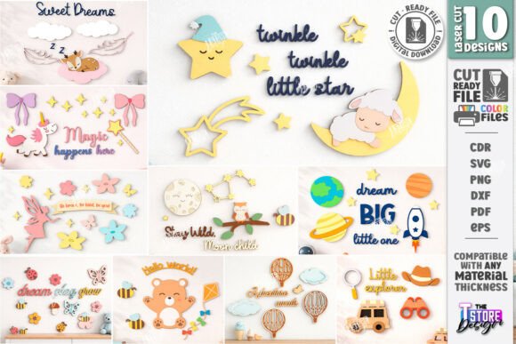 Download Nursery Wall Decor Laser Cut Bundle |CNC - Premium Resources