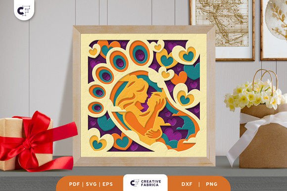 Download Baby Feet with Mom 3D Shadow Box SVG - Premium Resources