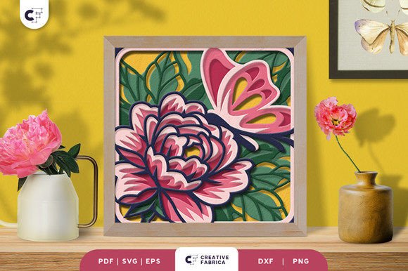 Download Peony Flower 3D Shadow Box Paper Cut - Peony flower 3d shadow box Collection
