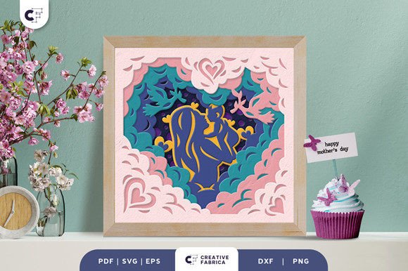 Download Mom with Baby 3D Layered Paper Cut SVG - Premium Resources