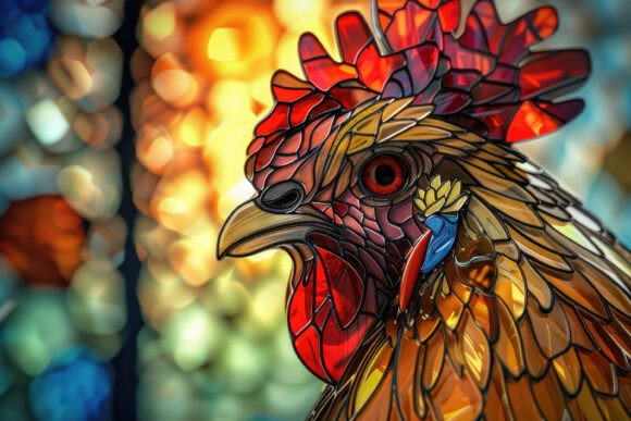 Download Rooster Stained Glass Background - Rooster stained glass Collection