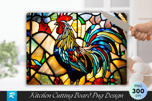 Download Rooster Stained Glass Cutting Board PNG - Rooster stained glass Collection